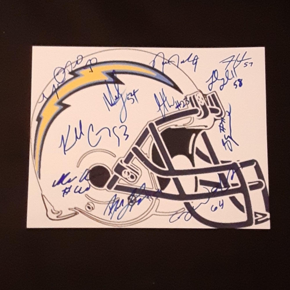 NFL autograph Chargers Team signed football helmet photo
